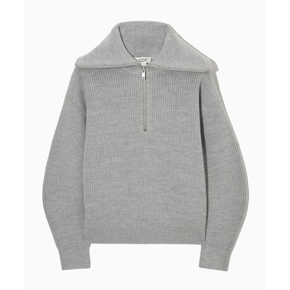 COS Women’s Zip-Up Gray Sweater